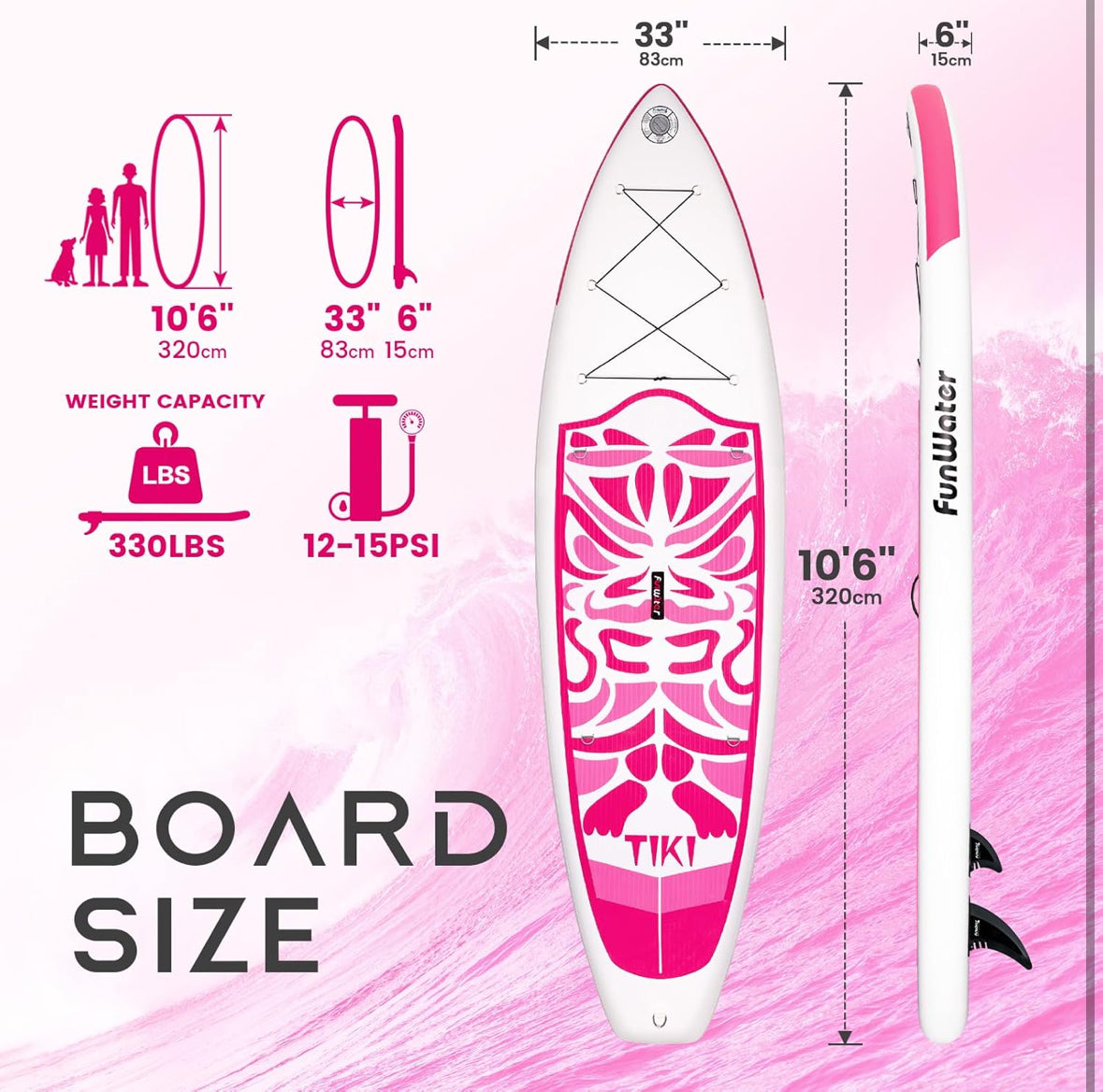 Pink Tiki - 10' 6" FunWater Inflatable Paddleboard