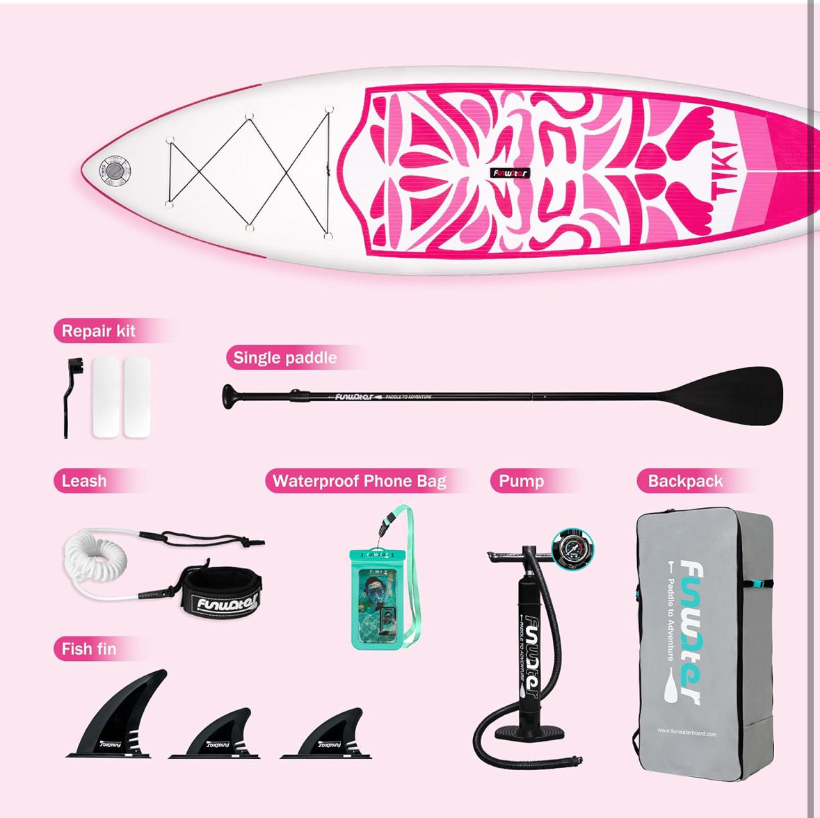 Pink Tiki - 10' 6" FunWater Inflatable Paddleboard