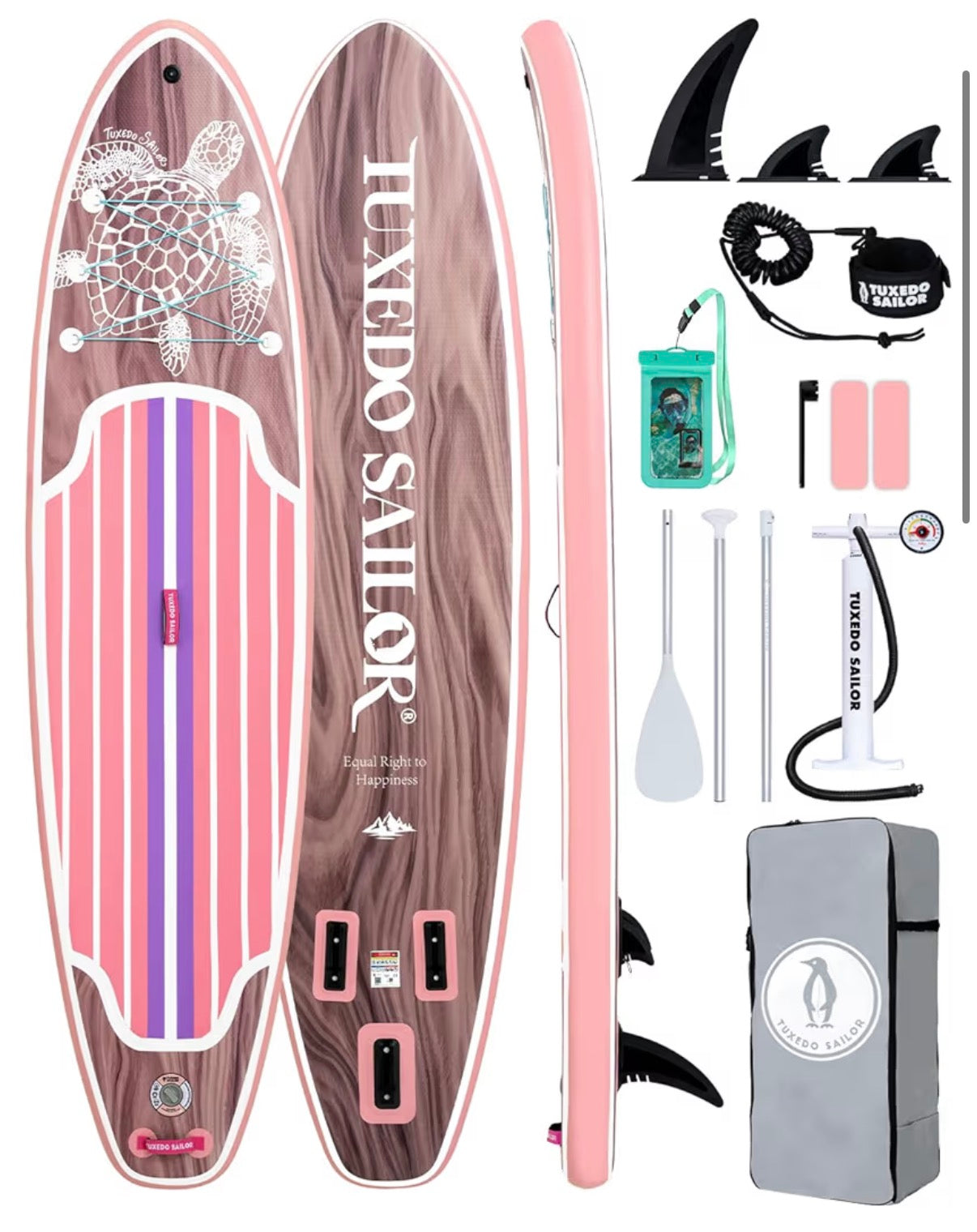 Tuxedo Sailor Pink Wood Turtle- 11ft with 11” stability fin
