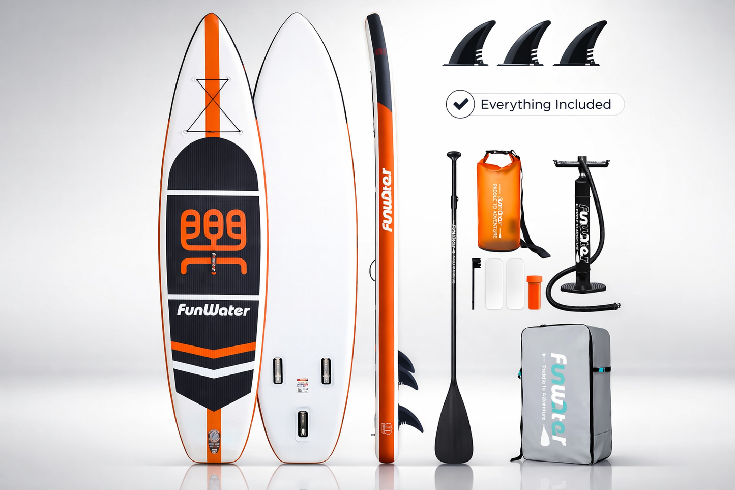 Orange 11' FunWater Inflatable Paddleboard
