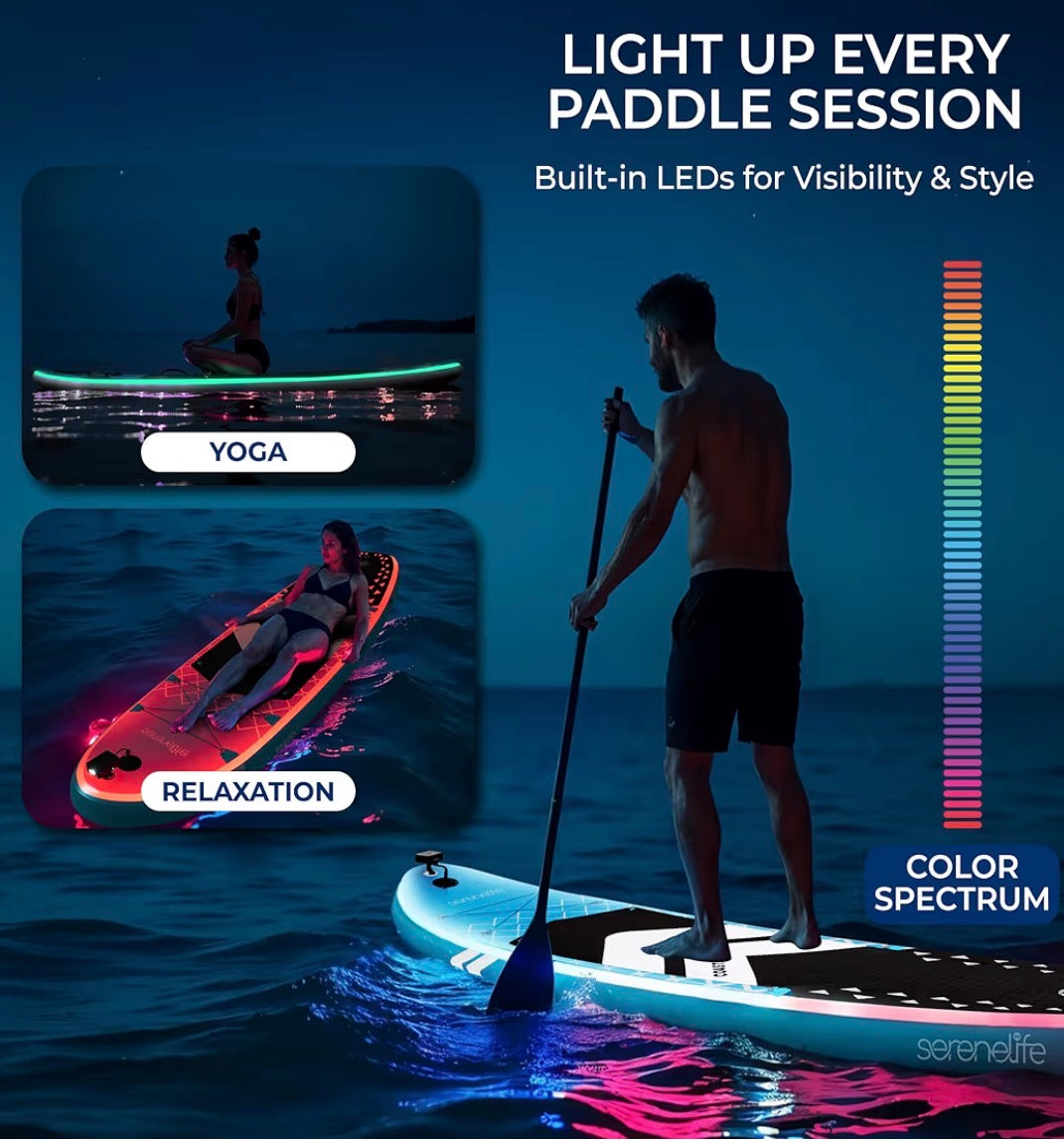 SereneLife 10’6” paddle board with built in LED lights