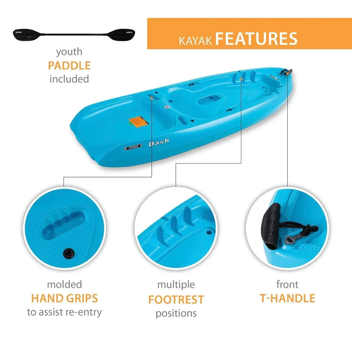 LIFETIME Dash 6’6” Kayak and paddle