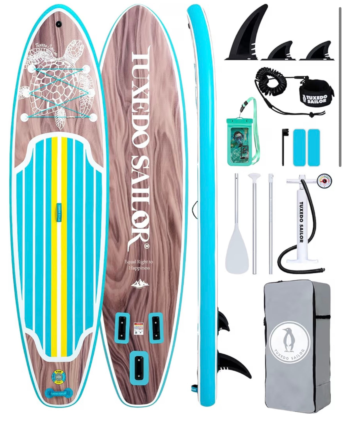 Tuxedo Sailor Wood Blue turtle-11ft with 11” stability fin