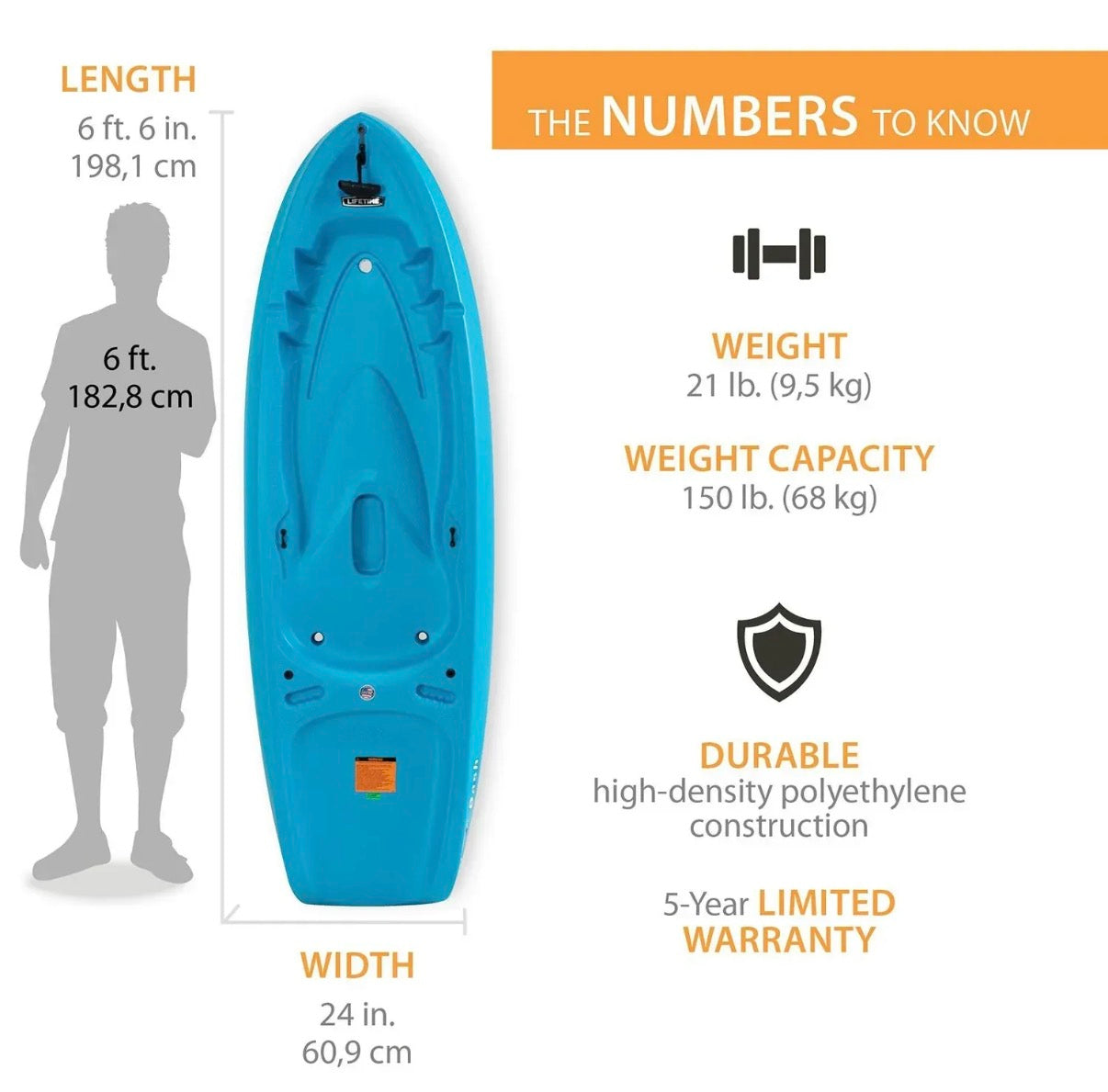 LIFETIME Dash 6’6” Kayak and paddle